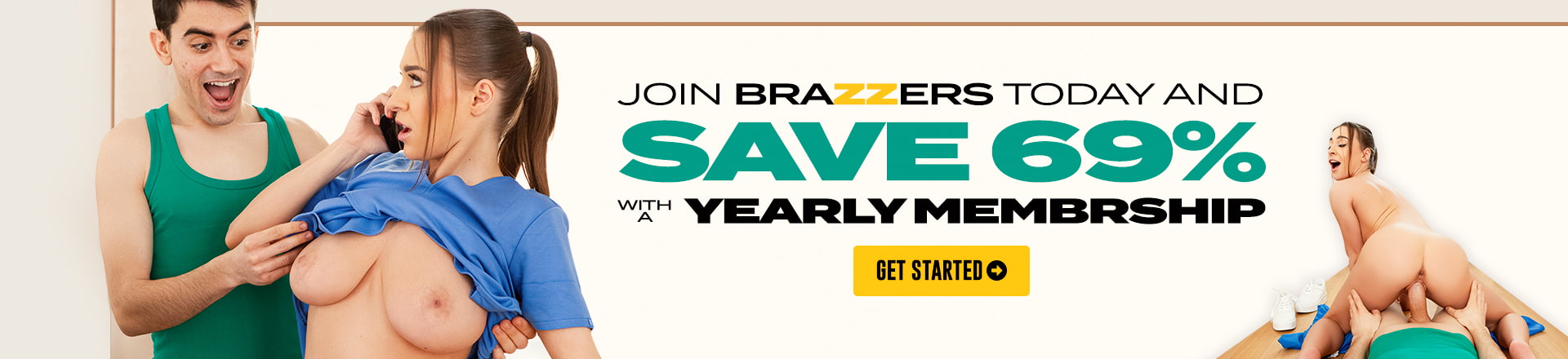 This is an advertisement banner for Brazzers
